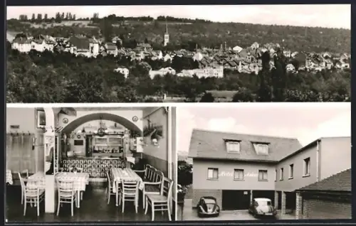 AK Frankfurt-Seckbach, Ortsansicht und Hotel Zum Anker mit Speisesaal, Bes. J. Welkerling