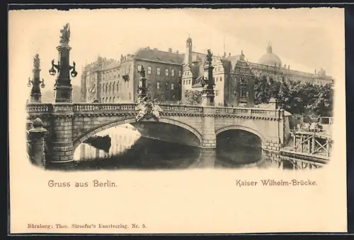 AK Berlin, Kaiser Wilhelm-Brücke m. Gebäudepanorama