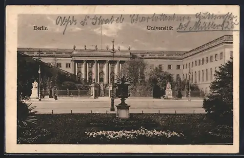 AK Berlin, Universität, mit Anlage u. Strasse