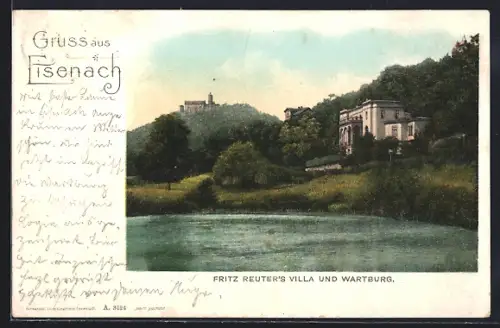AK Eisenach, Fritz Reuter`s Villa und Wartburg