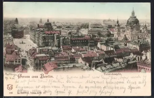 AK Berlin, Totalansicht mit Dom aus der Vogelschau