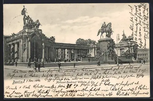 AK Berlin, Blick zum National-Denkmal Kaiser Wilhelm des Grossen