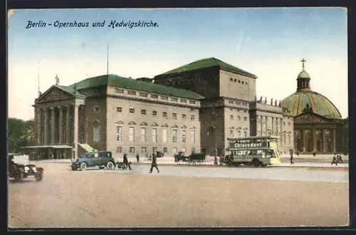 AK Berlin, Opernhaus und Hedwigskirche