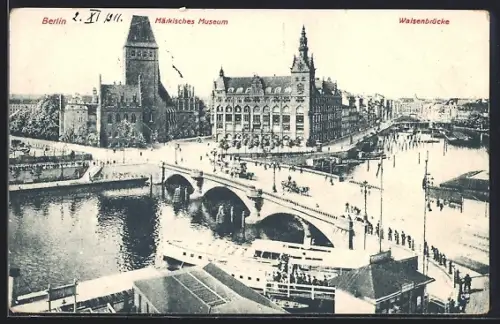 AK Berlin, Märkischer Platz mit Märkischem Museum und Waisenbrücke
