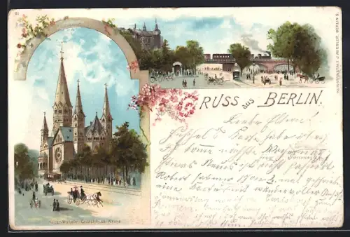 Lithographie Berlin-Tiergarten, Kaiser-Wilhelm Gedächtniskirche