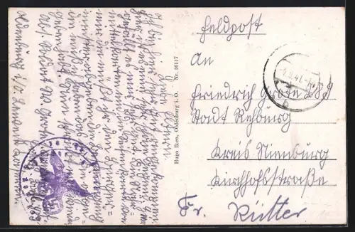 AK Oldenburg i. O., Gartenstrasse mit Kirche