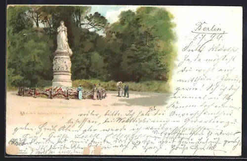 Lithographie Berlin-Tiergarten, Denkmal der Königin Louise