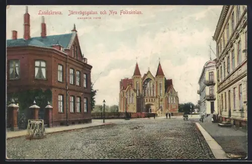 AK Landskrona, Järnvägsgatan och Nya Folkskolan