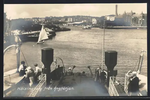 AK Hälsingborg, fran Angfärjan, Blick von der Fähre zur Stadt