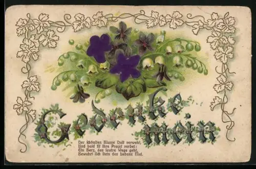 Stoff-Präge-AK Gedenke mein, Der schönsten Blume Duft verweht...