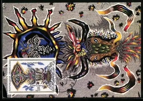 Maximum-AK Taureau, Détail de la tapisserie La flamme et l`ocean de Jean Lurcat