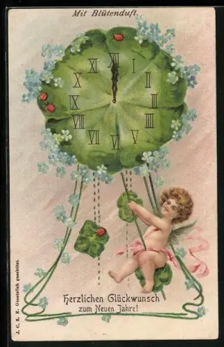 Duft-AK Engel und Kleeblatt-Uhr