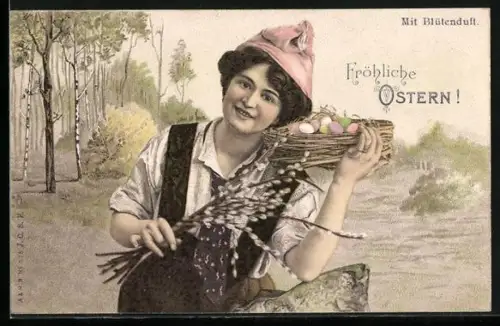 Duft-AK Knabe mit gesammelten Eiern