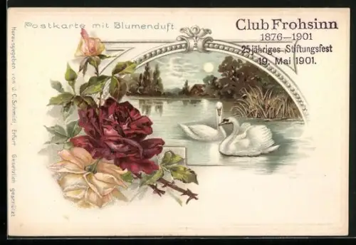 Duft-AK Schwäne auf nächtlichem Weiher