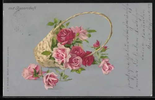 Duft-AK Rosenblüten mit Korb