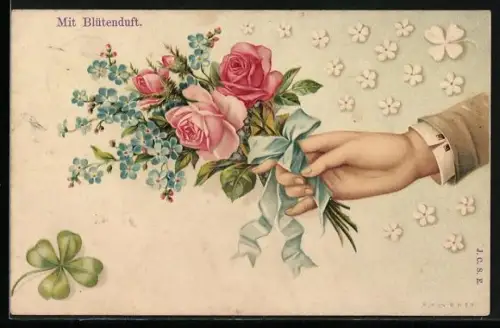 Duft-AK Hand mit Blumenstrauss
