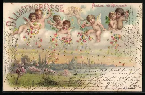 Duft-AK Engel streuen Blumen