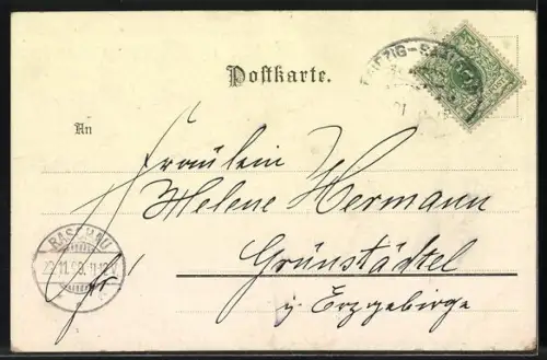 Duft-AK Knabe mit Schubkarre voller Blumen