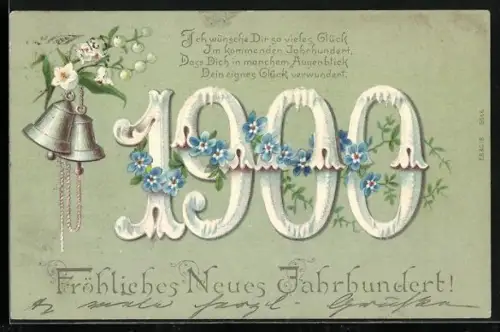 Lithographie Jahreszahl 1900, Fröhliches Neues Jahrhundert!