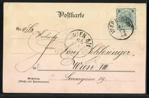 Lithographie Jahreszahl 1901, Uferpartie, Herzlichen Glückwunsch zum Jahreswechsel