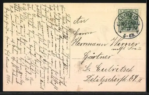 Präge-AK Jahreszahl 1910 mit Klee, Viel Glück im Neuen Jahre