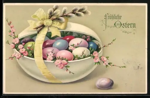 AK Grosses Osterei voller bunter Ostereier, Fröhliche Ostern