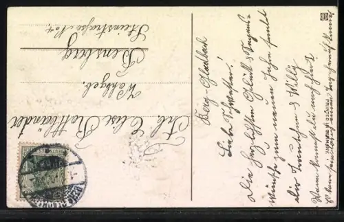 AK Jahreszahl 1910 aus Blumentöpfe mit Vergissmeinnicht, Herzlichen Glückwunsch zum neuen Jahr