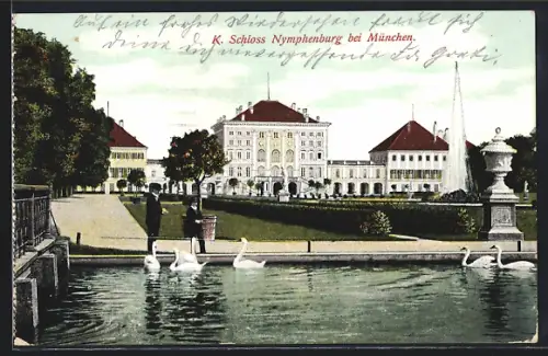 AK München, Blick auf das K. Schloss Nymphenburg