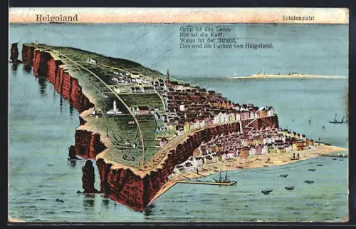 AK Helgoland, Totalansicht der Insel