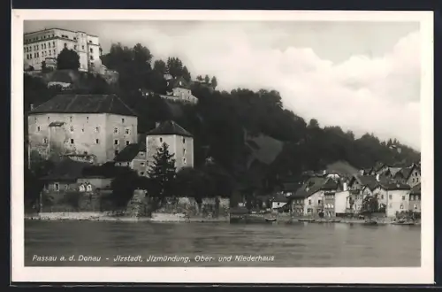 AK Passau a. d. Donau, Ilzstadt, Ilzmündung und Ober- und Niederhaus