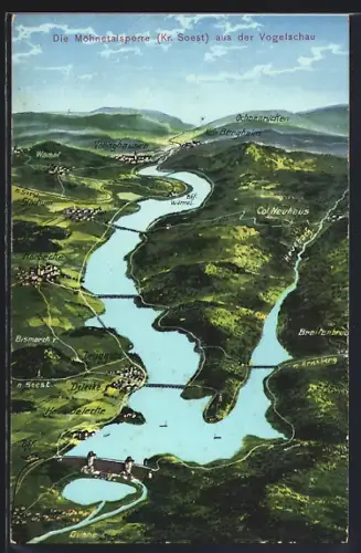 AK Soest, Die Möhnetalsperre aus der Vogelschau