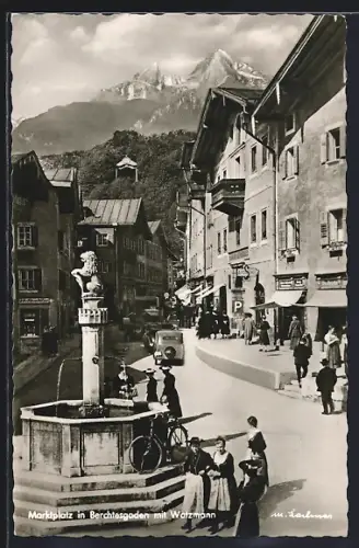 AK Berchtesgaden, Marktplatz mit Watzmann