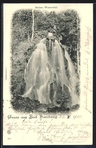 AK Bad Harzburg, Blick auf den Radau-Wasserfall