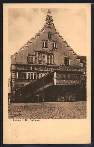 AK Lindau i. B., Gesamtansicht Rathaus mit Treppen