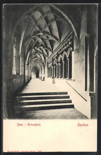 AK Aachen, Blick durch den Kreuzgang im Dom