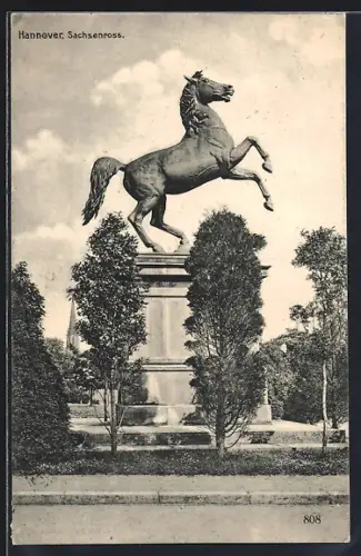 AK Hannover, Gesamtansicht vom Sachsenross Denkmal