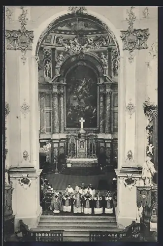 AK Ettal, Pontifikalamt in der Klosterkirche Maria