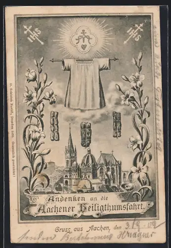AK Aachen, Andenken an die Heiligthumsfahrt 1902, Heiliger Rock, Dom