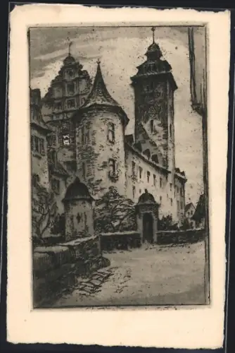 Künstler-AK Bad Mergentheim, Am Schloss