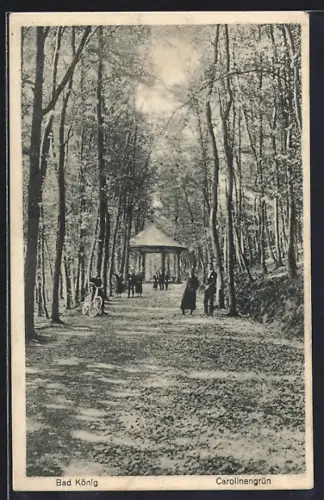AK Bad König, Carolinengrün, Ortspartie mit Pavillon