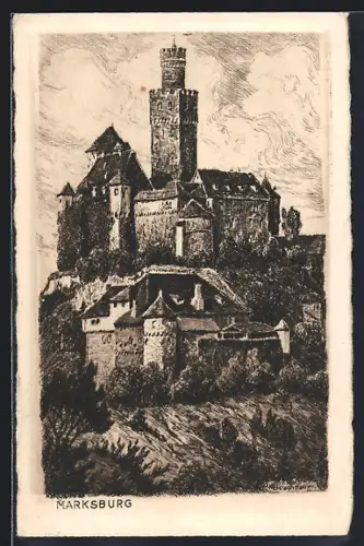 Künstler-AK Braubach /Rh., Die Marksburg