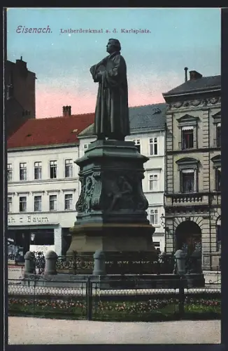 AK Eisenach, Lutherdenkmal a. d. Karlsplatz