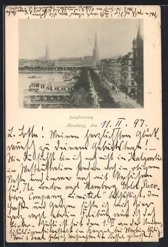 AK Hamburg-Neustadt, Jungfernstieg aus der Vogelschau