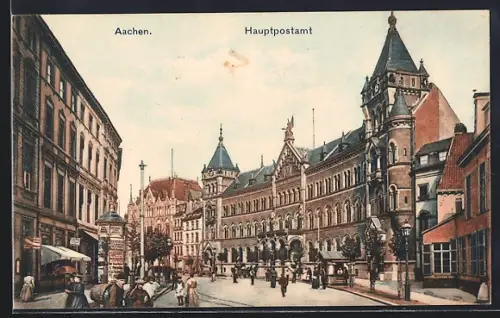 AK Aachen, Litfasssäule an der Hauptpost