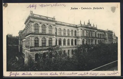AK Aachen, Technische Hochschule aus der Vogelschau, Wappen