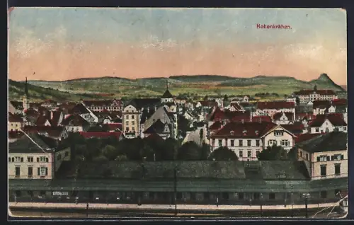AK Hohenkrähen, Totalansicht mit Bergpanorama