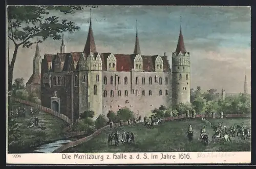 Künstler-AK Halle a. d. S., Die Moritzburg im Jahre 1616