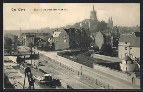 AK Bad Cleve, Blick auf die Stadt vom Hafen aus