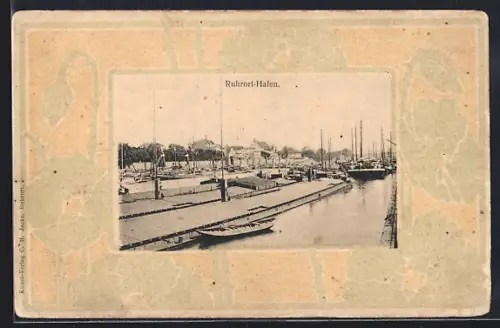 AK Duisburg, Partie am Ruhrort-Hafen, Passepartout