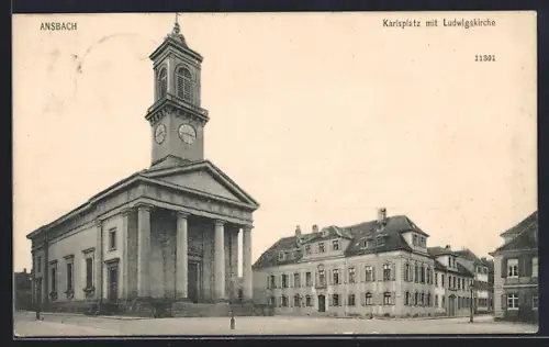 AK Ansbach, Karlsplatz mit Ludwigskirche